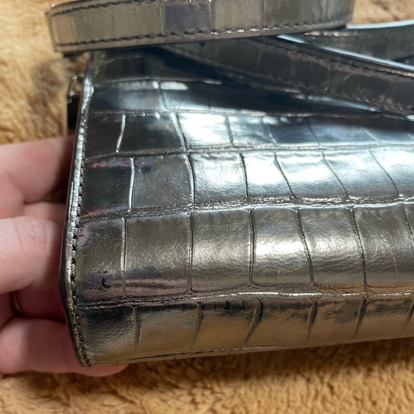 MICHAEL Michael Kors; Metallic Crocodile-Embossed Leather Convertible Handbag - Picture 16 of 17